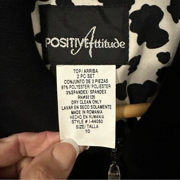 Vintage 80s Mob Wife Black Animal Print Contrast Trim Jacket Blazer Zip Sz 10 - Picture 8 of 10